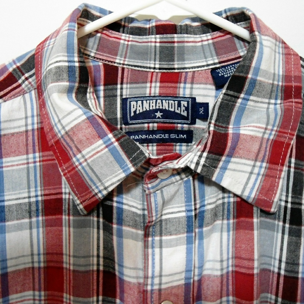 Panhandle Slim Short Sleeve Pearl Snap Shirt Plaid